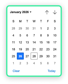 Date range picker showing campaign date range selection calendar