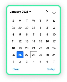 Date range picker showing campaign date range selection calendar
