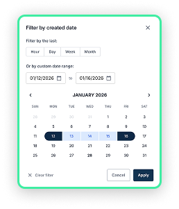 Date range filter calendar picker