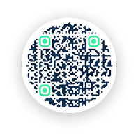 Generated QR code with circular dot pattern and brand colors