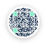 Generated QR code with circular dot pattern and brand colors