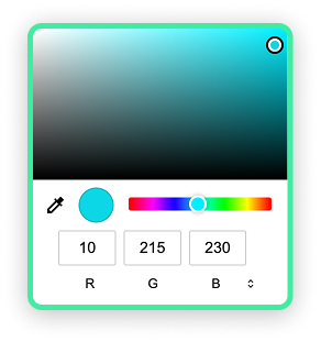 Color picker for QR code customization with RGB values and gradient selector