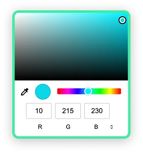 Color picker for QR code customization with RGB and hex values