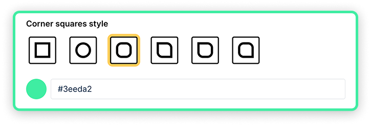 Corner squares style selector with color customization