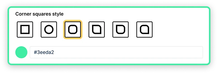 Corner squares style selector with color customization