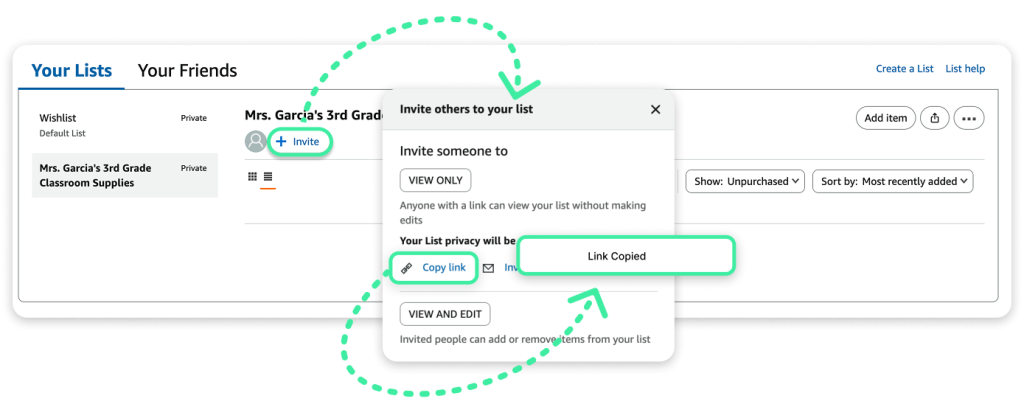 Step 2 Invite people to you Amazon list