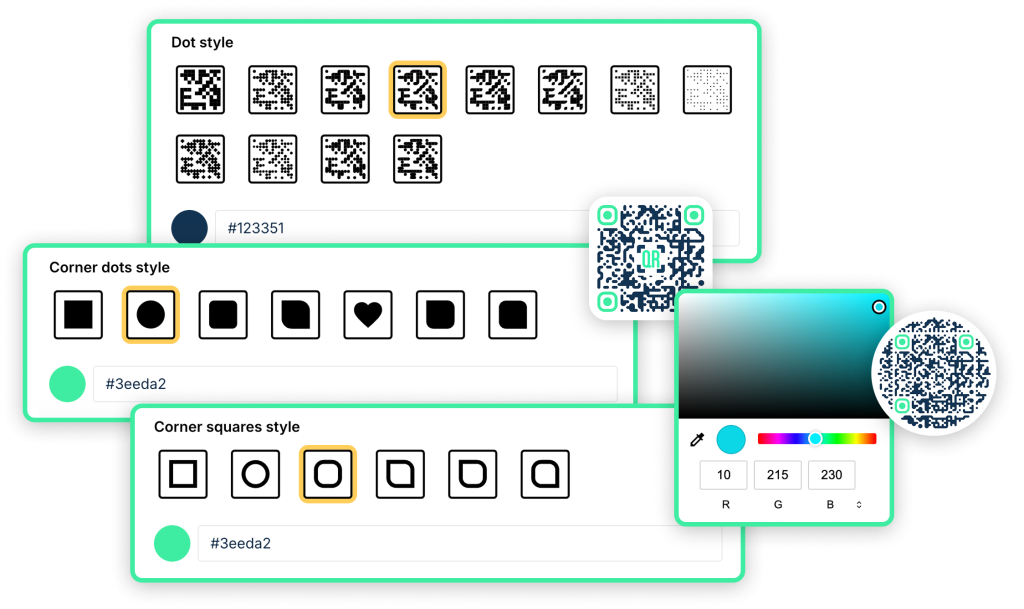QR Chameleon qr code styling with full color options.