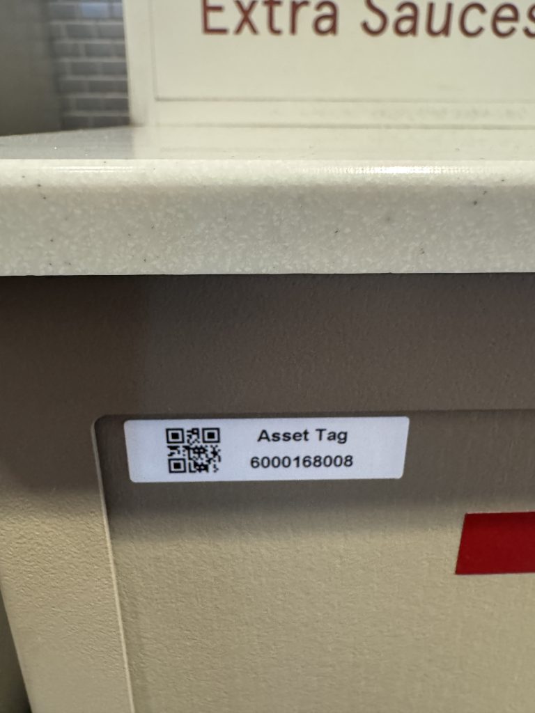 Asset qr code tag Chick-Fil-A